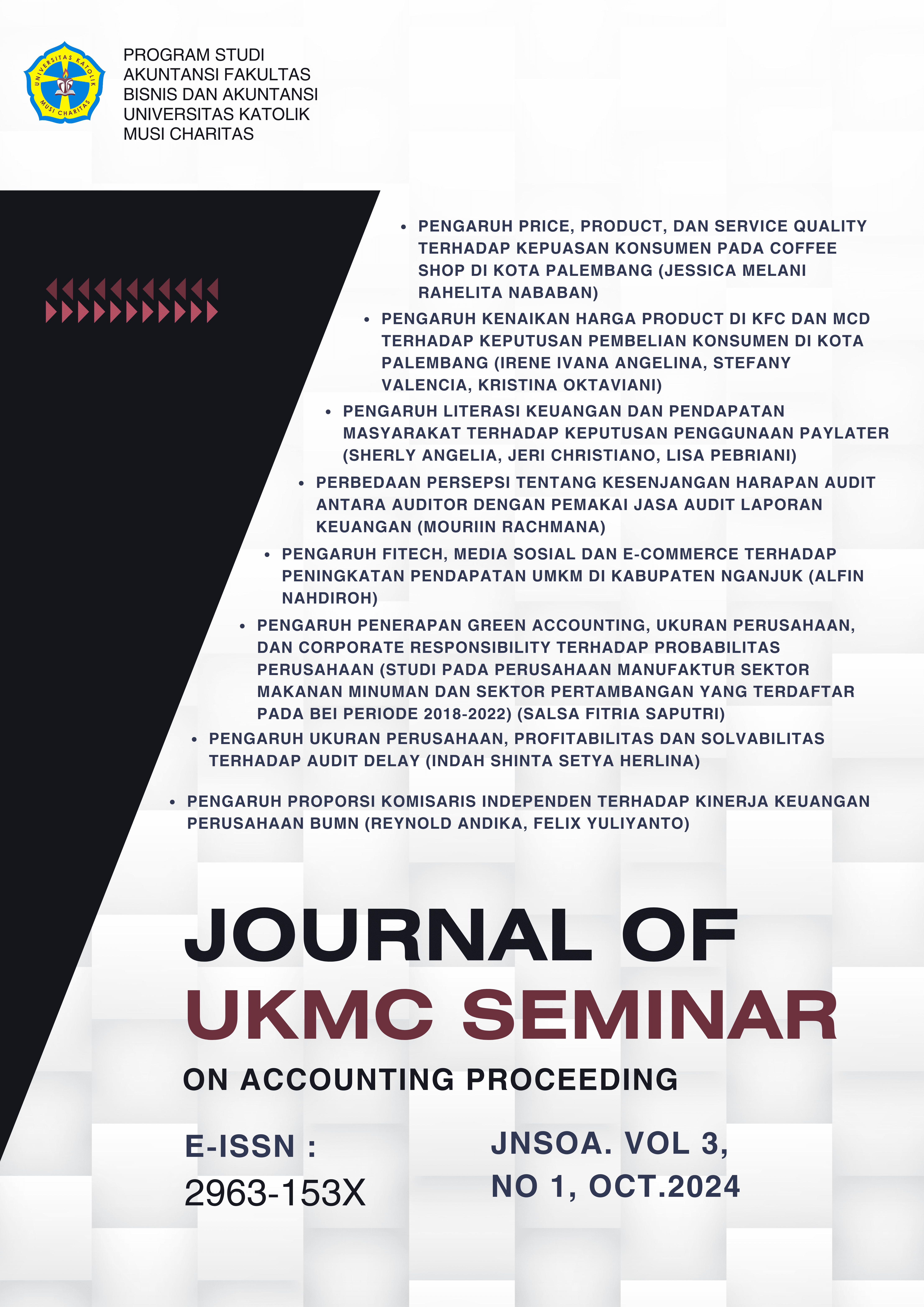 					View Vol. 3 No. 1 (2024): Journal of UKMC National Seminar on Accounting Proceeding
				